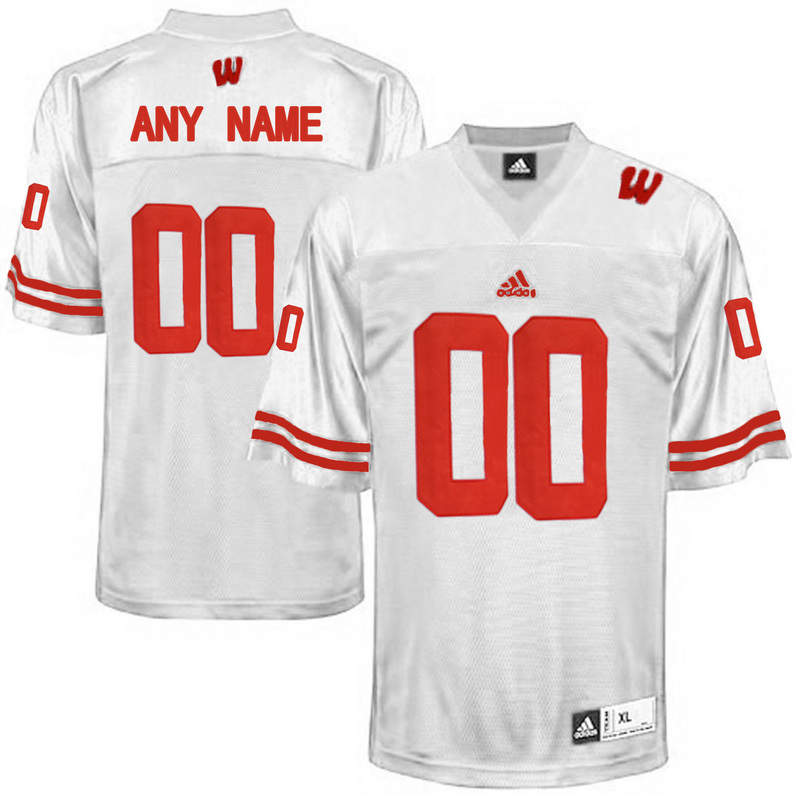 Men Wisconsin Badgers Customized College Football Jersey  White